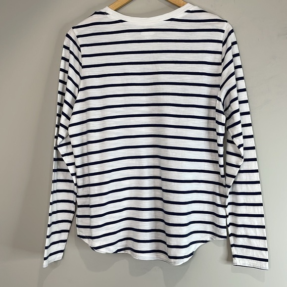 Old Navy EveryWear Striped Slub Knit Long Sleeve Tee Navy Blue White Nautical M - Picture 7 of 9